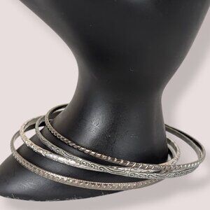 Set of 4 Silver Tone Bangles